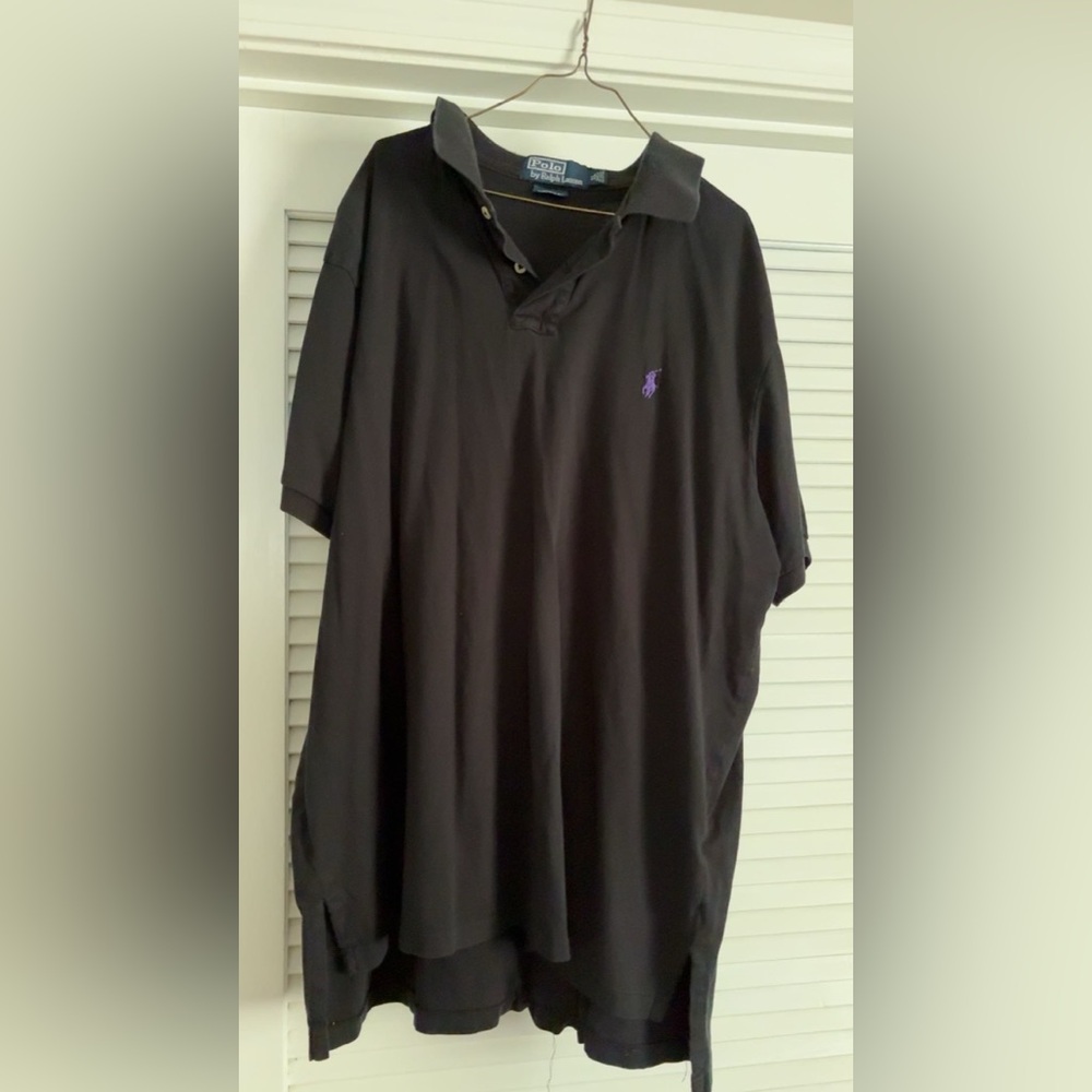 Ralph Lauren Men's Polo in Black with Purple Logo